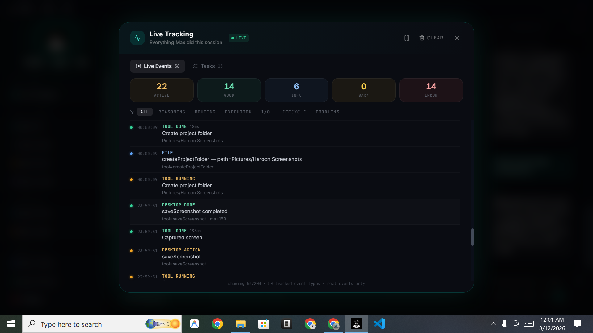 DigiTasks task tracking view in DIGI BIZ OS